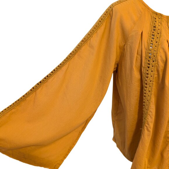 Natural Life Womens Size M Honey Yellow Gold Emma 100% Cotton Crochet Boho Top - Picture 5 of 8